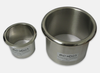 Large and small round stainless steel waste chutes